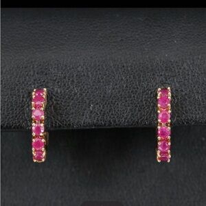 14 k  Ruby  hoop earrings